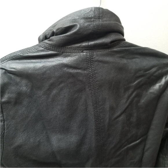 Line The Label Designer Asymmetrical 100% Lambskin Black Leather Jacket XS - Picture 9 of 14